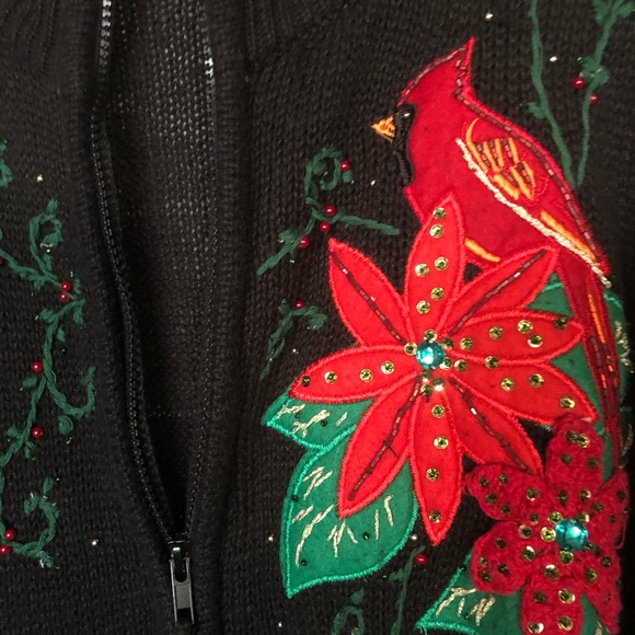 Black Christmas Embellished Knit Cardigan Small 4/6 - Picture 3 of 3